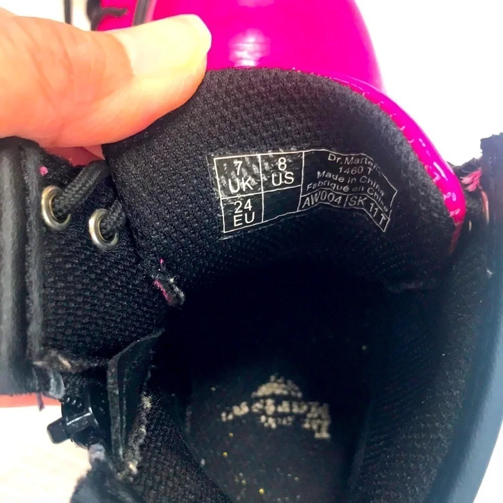 Dr. Martens AirWair Hot Pink Lace Up Boots Size 8 Childrens